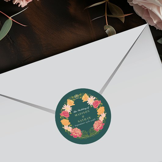 ファンタジー魅惑フローラ庭園の結婚式 ラウンドシール