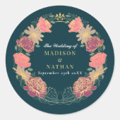 ファンタジー魅惑フローラ庭園の結婚式 ラウンドシール (正面)
