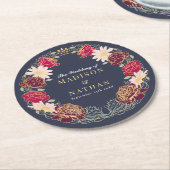 ファンタジー魅惑フローラ庭園の結婚式 ラウンドペーパーコースター (アングル)