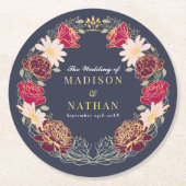 ファンタジー魅惑フローラ庭園の結婚式 ラウンドペーパーコースター (正面)