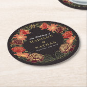 ファンタジー魅惑フローラ庭園の結婚式 ラウンドペーパーコースター (アングル)