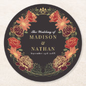 ファンタジー魅惑フローラ庭園の結婚式 ラウンドペーパーコースター (正面)