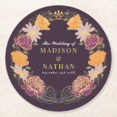 ファンタジー魅惑フローラ庭園の結婚式 ラウンドペーパーコースター (正面)