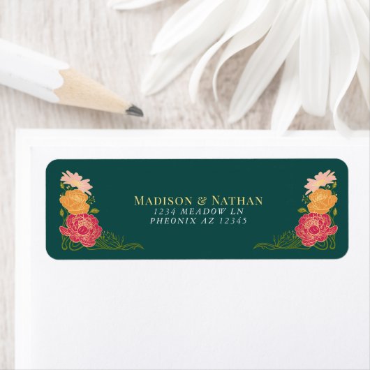 ファンタジー魅惑フローラ庭園の結婚式 ラベル (インサイチュ)