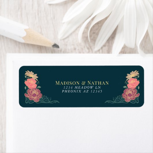 ファンタジー魅惑フローラ庭園の結婚式 ラベル (インサイチュ)