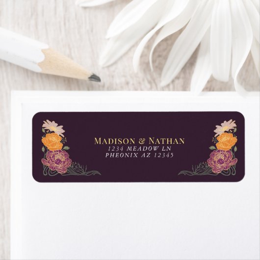 ファンタジー魅惑フローラ庭園の結婚式 ラベル (インサイチュ)
