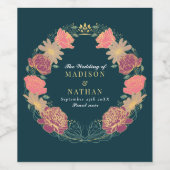 ファンタジー魅惑フローラ庭園の結婚式 ワインラベル (シングルラベル)