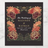 ファンタジー魅惑フローラ庭園の結婚式 ワインラベル (シングルラベル)