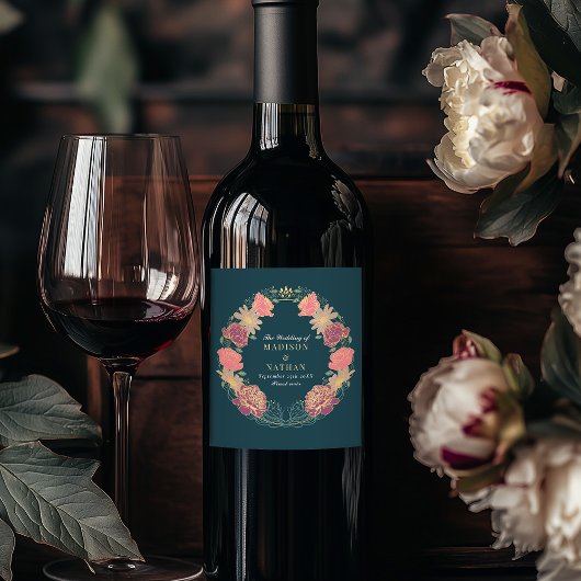 ファンタジー魅惑フローラ庭園の結婚式 ワインラベル