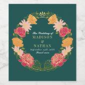 ファンタジー魅惑フローラ庭園の結婚式 ワインラベル (シングルラベル)