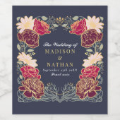 ファンタジー魅惑フローラ庭園の結婚式 ワインラベル (シングルラベル)