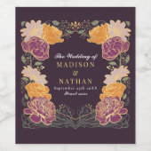 ファンタジー魅惑フローラ庭園の結婚式 ワインラベル (シングルラベル)