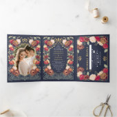 ファンタジー魅惑フローラ庭園の結婚式 三つ折り招待状 (内部)