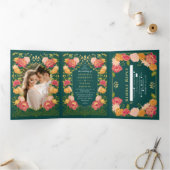 ファンタジー魅惑フローラ庭園の結婚式 三つ折り招待状 (内部)