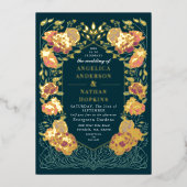 ファンタジー魅惑フローラ庭園の結婚式 箔招待状 (正面)