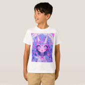 ファンタジー魔法のユニコーン生物アニメ少女 Tシャツ (正面フル)