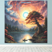 ファンタジー魔法ロマンチックツリーランドスケープ キャンバスプリント (インサイチュ (ウッドフロア))