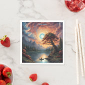 ファンタジー魔法ロマンチックツリーランドスケープ スタンダードカクテルナプキン (インサイチュ)