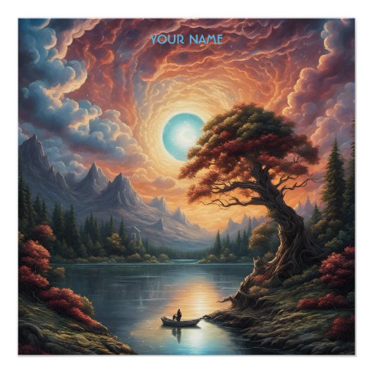 ファンタジー魔法ロマンチックツリーランドスケープ ポスター (正面)