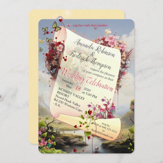 ファンタジー魔法風景デザイン 招待状 (正面/裏面)