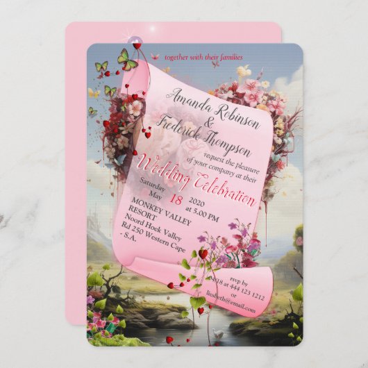 ファンタジー魔法風景デザイン 招待状 (正面/裏面)