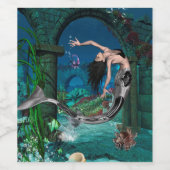 ファンタジー魚の素晴らしい人魚 ワインラベル (シングルラベル)