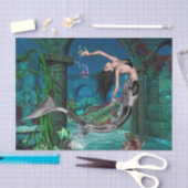 ファンタジー魚の素晴らしい人魚 薄葉紙 (クラフト)