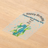 ファンタジー鮮やかアクアブルーシードラゴンバブル アクリル招待状 (レイダウン)