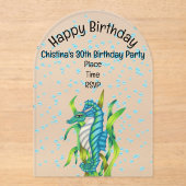 ファンタジー鮮やかアクアブルーシードラゴンバブル アクリル招待状 (正面)