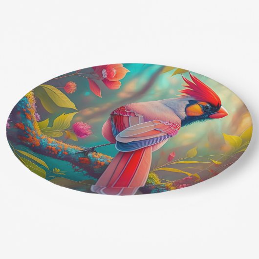 ファンタジー鳥雄(鳥)ショウジョウコウカンチョウ ペーパープレート (アングル)