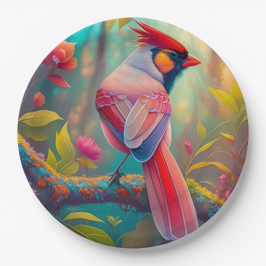 ファンタジー鳥雄(鳥)ショウジョウコウカンチョウ ペーパープレート (正面)