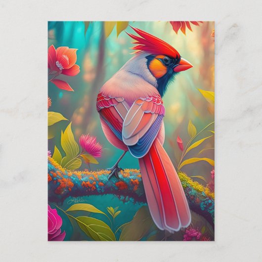 ファンタジー鳥雄(鳥)ショウジョウコウカンチョウ ポストカード (正面)