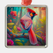 ファンタジー鳥雄（鳥）ショウジョウコウカンチョウ メタルオーナメント (正面)