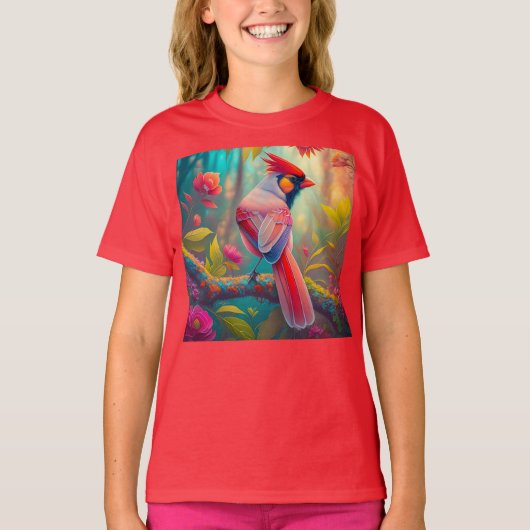 ファンタジー鳥雄(鳥)ショウジョウコウカンチョウ Tシャツ (正面)