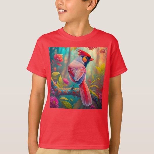 ファンタジー鳥雄(鳥)ショウジョウコウカンチョウ Tシャツ (正面)