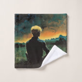 ファンタジー70sアート | 草原の男 バスタオルセット (ウォッシュタオル)