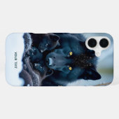 ファンタジー かわいいオオカミ 二匹の子犬 iPhoneケース (裏面横)