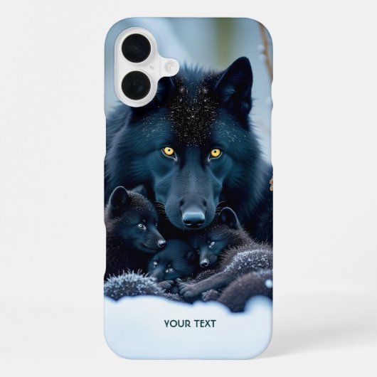 ファンタジー かわいいオオカミ 二匹の子犬 iPhoneケース (裏面)