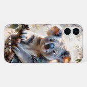 ファンタジー かわいいコアラの木 水彩画 iPhoneケース (裏面横)