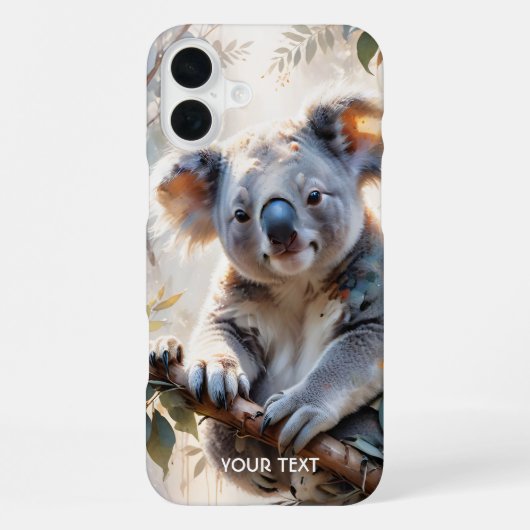 ファンタジー かわいいコアラの木 水彩画 iPhoneケース (裏面)