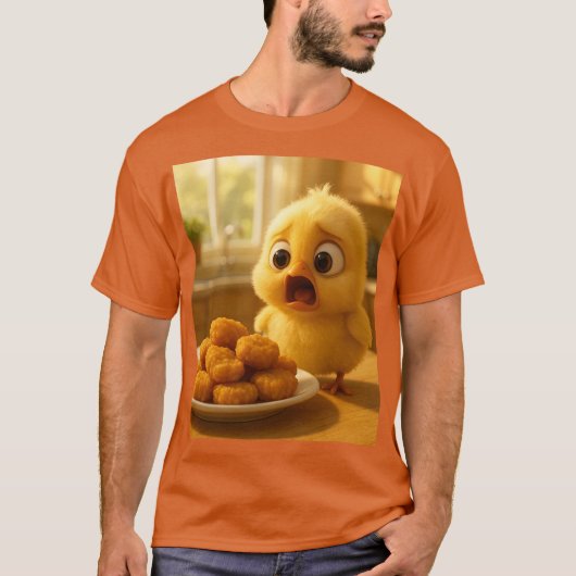ファンタジー かわいいチキンナゲット ベイビー Tシャツ (正面)