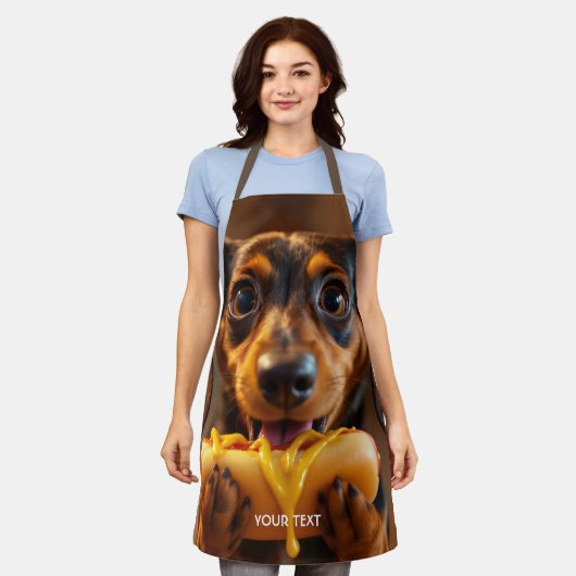 ファンタジー かわいい犬 ホットドッグ エプロン (着用した状態)