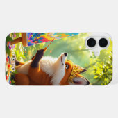 ファンタジー かわいい絵 キツネ王 iPhoneケース (裏面横)