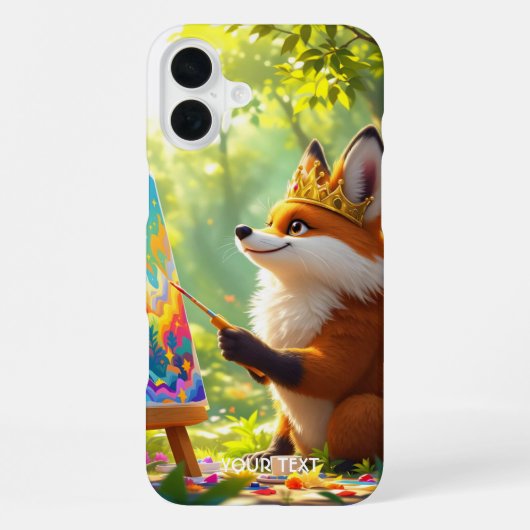 ファンタジー かわいい絵 キツネ王 iPhoneケース (裏面)