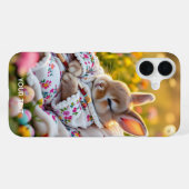 ファンタジー かわいい うさぎ 花を描く iPhoneケース (裏面横)