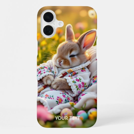 ファンタジー かわいい うさぎ 花を描く iPhoneケース (裏面)