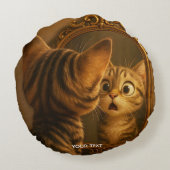ファンタジー かわいい びっくり 猫 ミラー ラウンドクッション (裏面)