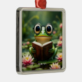 ファンタジー かわいい カエル 眼鏡 ブック メタルオーナメント (右)