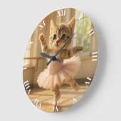 ファンタジー かわいい 子猫 小さな バレリーナ ラージ壁時計 (傾斜)