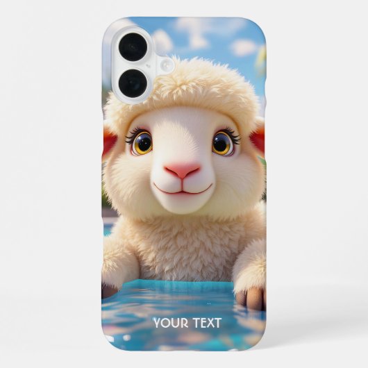 ファンタジー かわいい 幸せな羊 プール iPhoneケース (裏面)